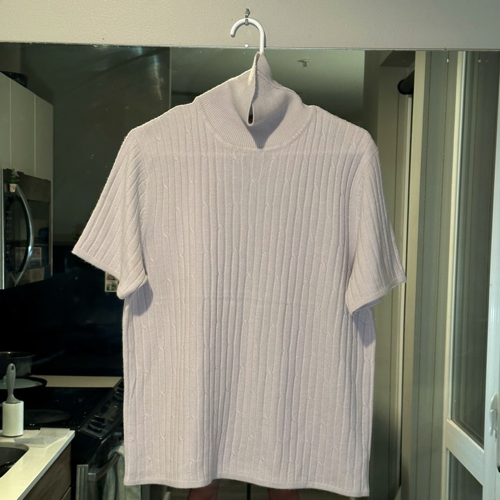 Short Sleeve Knit Turtleneck Lilac Sweater